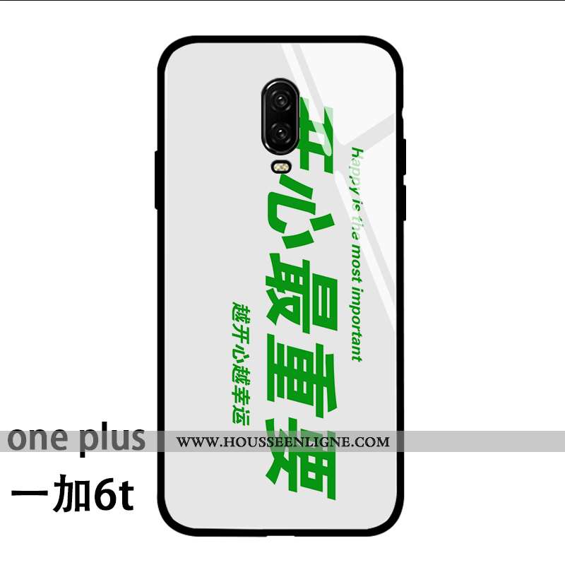 Coque Oneplus 6t Protection Verre Fluide Doux Silicone Étui Tendance Incassable Verte