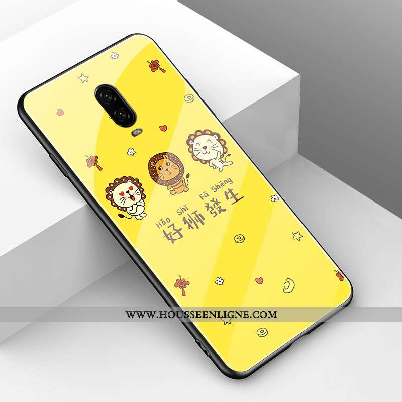 Coque Oneplus 6t Protection Verre Rouge Fluide Doux Mode Animal Charmant
