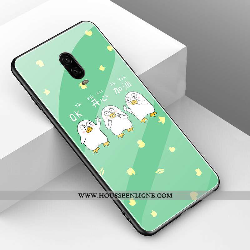 Coque Oneplus 6t Protection Verre Rouge Fluide Doux Mode Animal Charmant