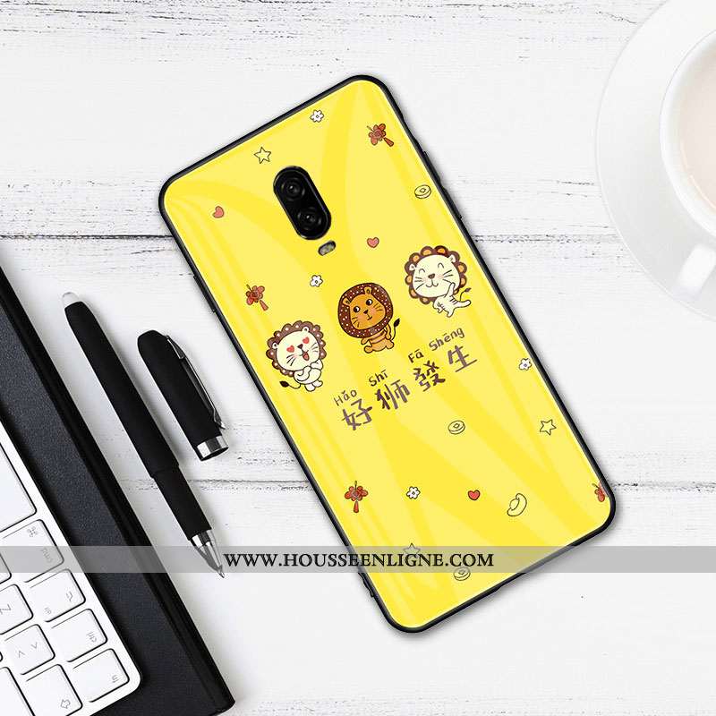 Coque Oneplus 6t Protection Verre Rouge Fluide Doux Mode Animal Charmant