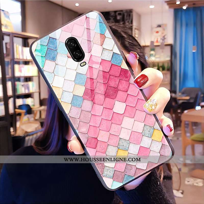 Coque Oneplus 6t Tendance Verre Rouge Cœur Net Rouge Personnalité