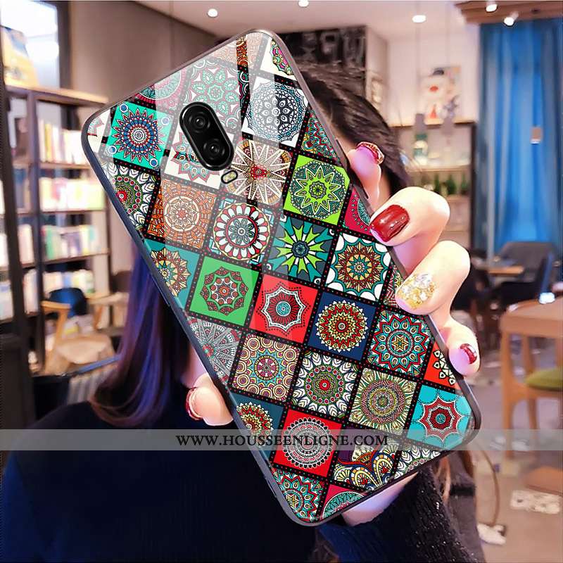 Coque Oneplus 6t Tendance Verre Rouge Cœur Net Rouge Personnalité