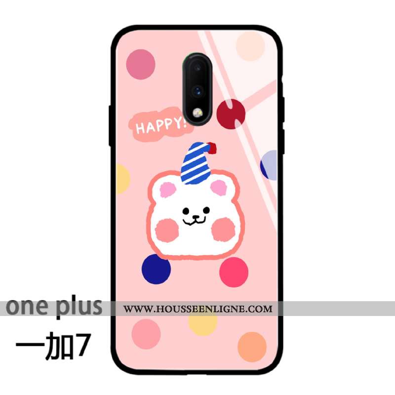 Coque Oneplus 7 Charmant Silicone Amoureux Étui Simple Protection Téléphone Portable Rose