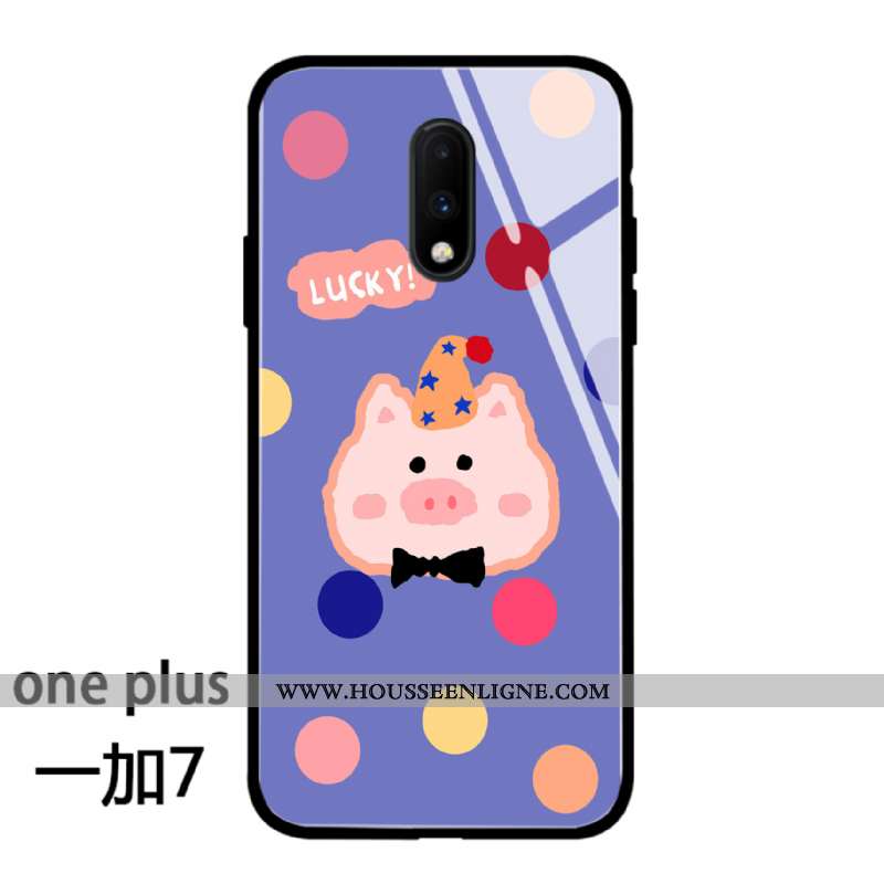 Coque Oneplus 7 Charmant Silicone Amoureux Étui Simple Protection Téléphone Portable Rose