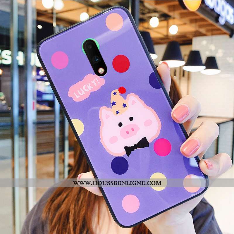 Coque Oneplus 7 Charmant Silicone Amoureux Étui Simple Protection Téléphone Portable Rose
