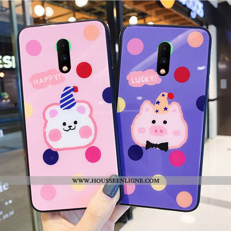 Coque Oneplus 7 Charmant Silicone Amoureux Étui Simple Protection Téléphone Portable Rose
