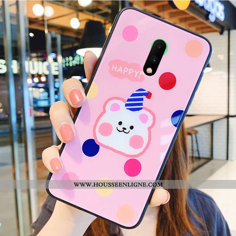 Coque Oneplus 7 Charmant Silicone Amoureux Étui Simple Protection Téléphone Portable Rose