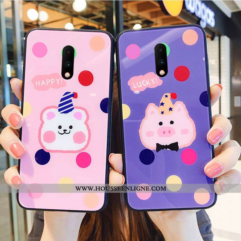 Coque Oneplus 7 Charmant Silicone Amoureux Étui Simple Protection Téléphone Portable Rose