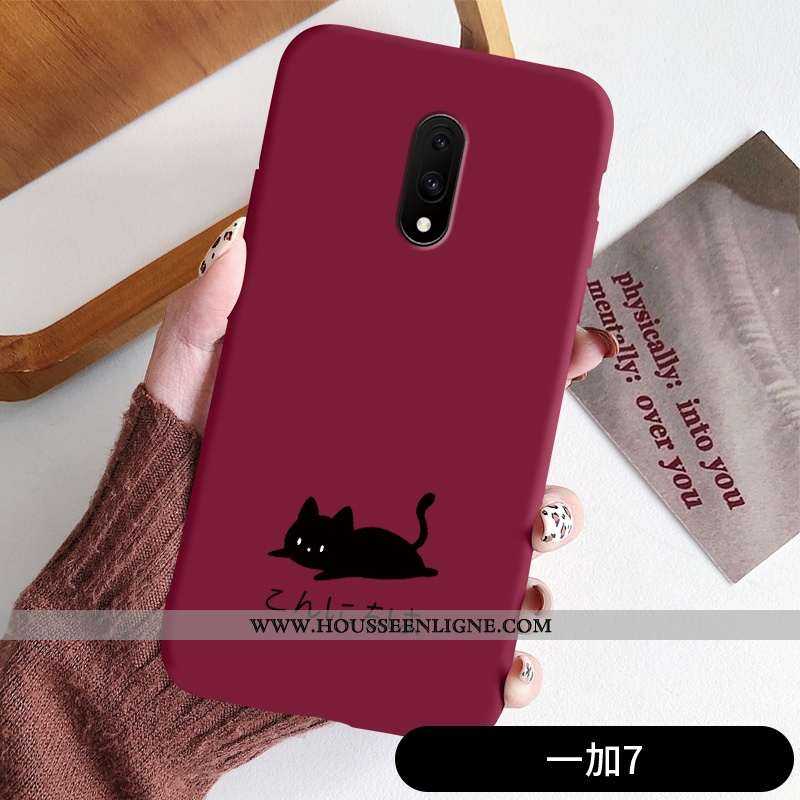 Coque Oneplus 7 Légère Fluide Doux Ultra Silicone Chat Simple Amoureux Verte