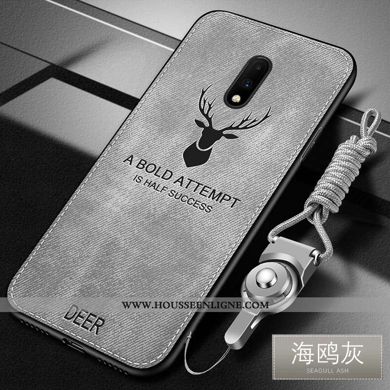 Coque Oneplus 7 Modèle Fleurie Fluide Doux Étui Incassable Tout Compris Antidérapant Gris