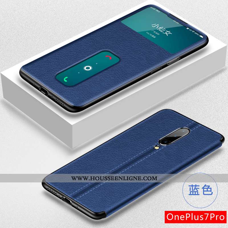 Coque Oneplus 7 Pro Cuir Fluide Doux Téléphone Portable Créatif Protection Personnalité Légère Rouge
