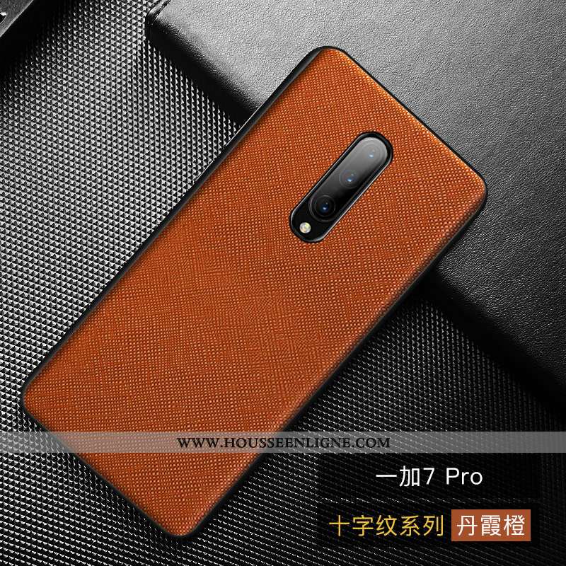 Coque Oneplus 7 Pro Personnalité Cuir Véritable Tendance Téléphone Portable Modèle Fleurie Cuir Oran