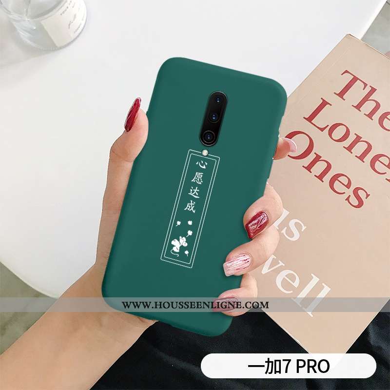 Coque Oneplus 7 Pro Personnalité Ultra Vert Silicone Protection Simple Net Rouge Verte