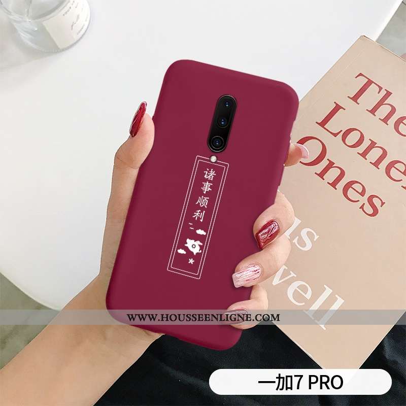 Coque Oneplus 7 Pro Personnalité Ultra Vert Silicone Protection Simple Net Rouge Verte