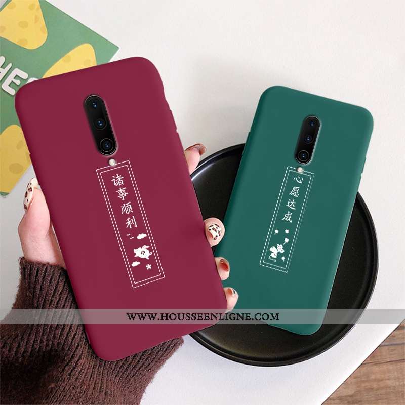 Coque Oneplus 7 Pro Personnalité Ultra Vert Silicone Protection Simple Net Rouge Verte