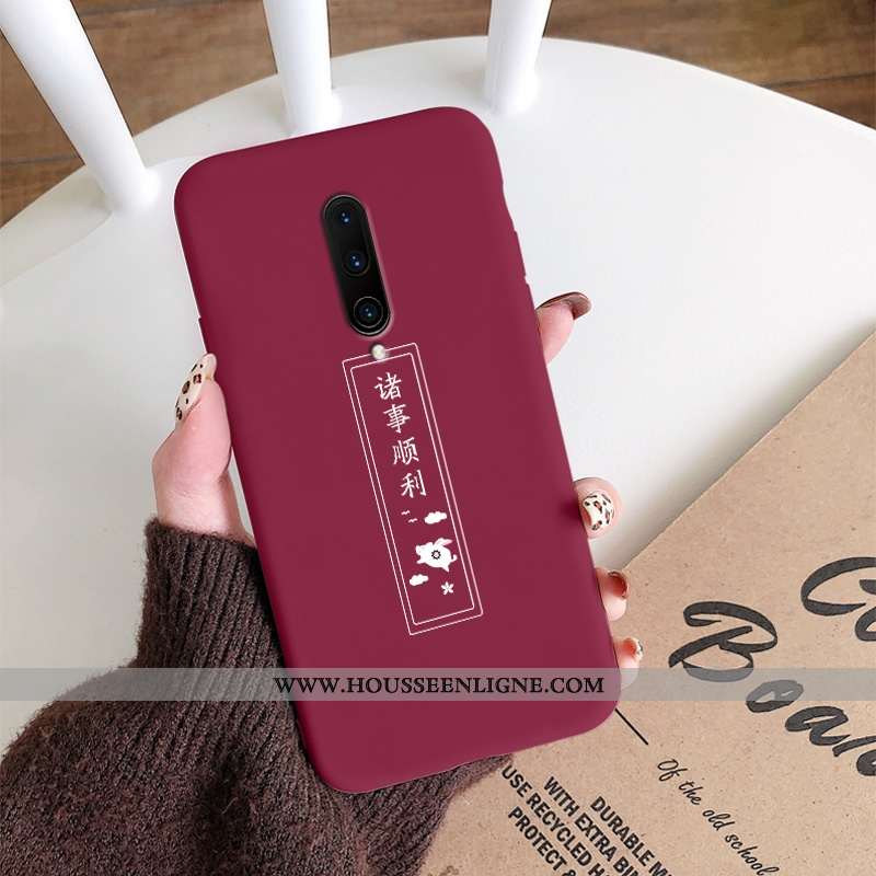 Coque Oneplus 7 Pro Personnalité Ultra Vert Silicone Protection Simple Net Rouge Verte