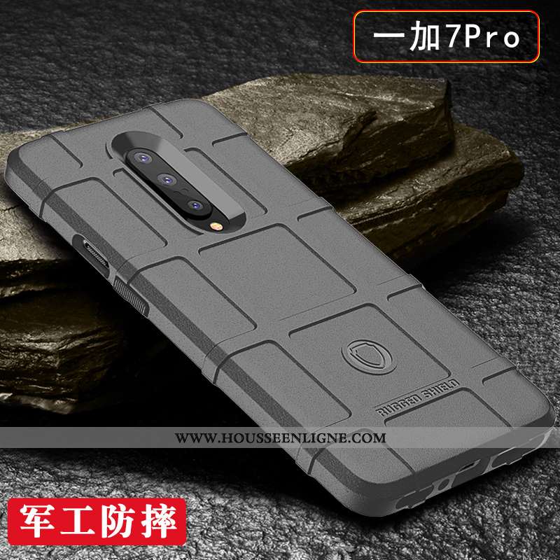 Coque Oneplus 7 Pro Silicone Protection Tout Compris Net Rouge Délavé En Daim Argent Tendance