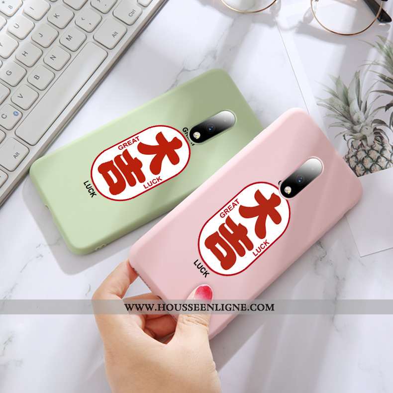 Coque Oneplus 7 Pro Tendance Légère Incassable Fluide Doux Créatif Net Rouge Silicone Verte