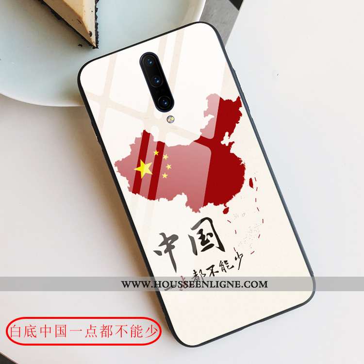 Coque Oneplus 7 Pro Verre Créatif Tout Compris Étoile Téléphone Portable Style Chinois Rouge