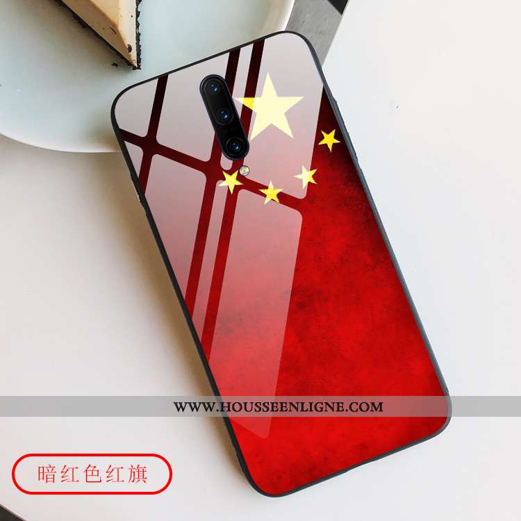Coque Oneplus 7 Pro Verre Créatif Tout Compris Étoile Téléphone Portable Style Chinois Rouge