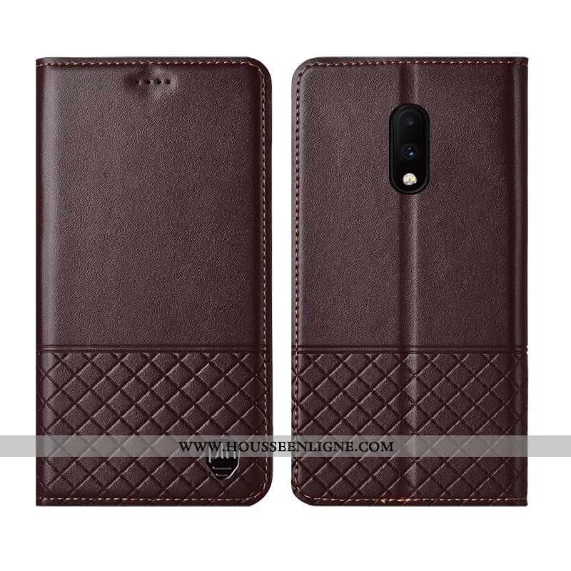 Coque Oneplus 7 Protection Cuir Véritable Tout Compris Téléphone Portable Housse Étui Jaune