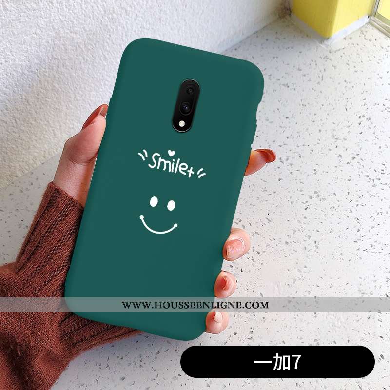 Coque Oneplus 7 Protection Silicone Net Rouge Étui Téléphone Portable Incassable Verte