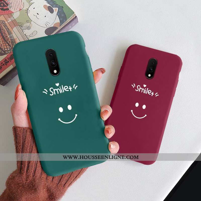 Coque Oneplus 7 Protection Silicone Net Rouge Étui Téléphone Portable Incassable Verte