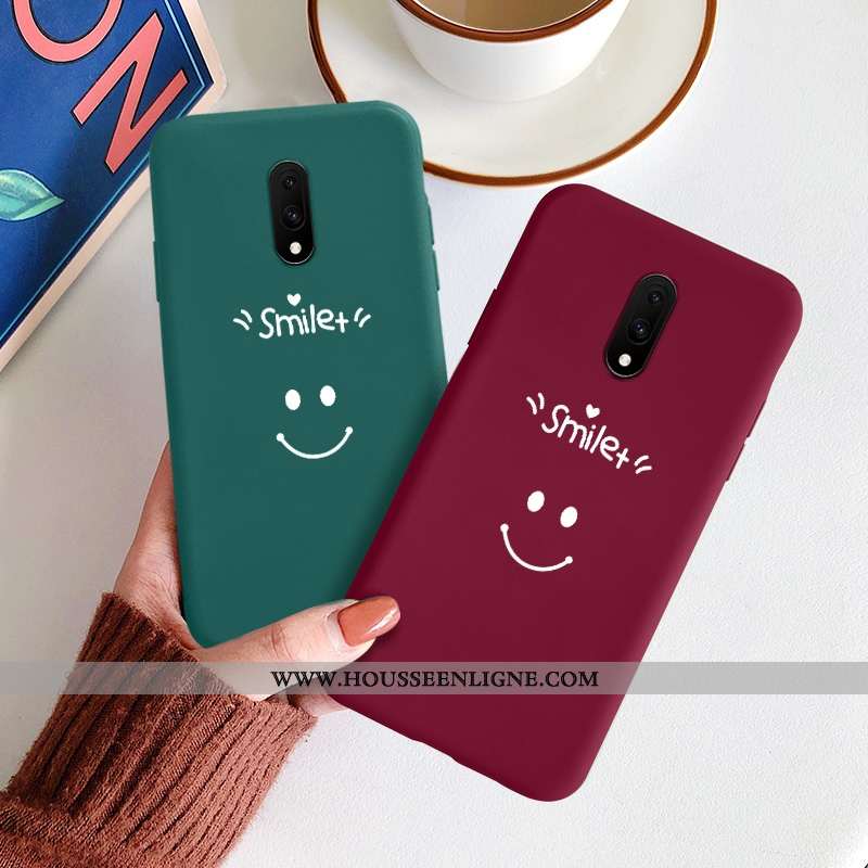 Coque Oneplus 7 Protection Silicone Net Rouge Étui Téléphone Portable Incassable Verte