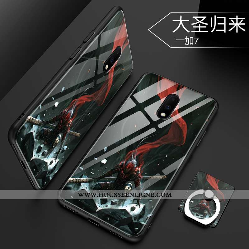 Coque Oneplus 7 Protection Verre Créatif Net Rouge Tout Compris Téléphone Portable Tendance Bleu