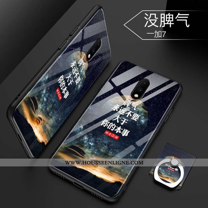 Coque Oneplus 7 Protection Verre Créatif Net Rouge Tout Compris Téléphone Portable Tendance Bleu