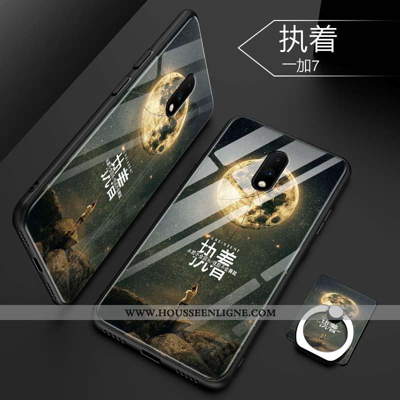 Coque Oneplus 7 Protection Verre Créatif Net Rouge Tout Compris Téléphone Portable Tendance Bleu