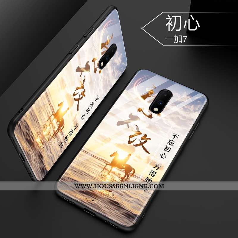 Coque Oneplus 7 Protection Verre Créatif Net Rouge Tout Compris Téléphone Portable Tendance Bleu