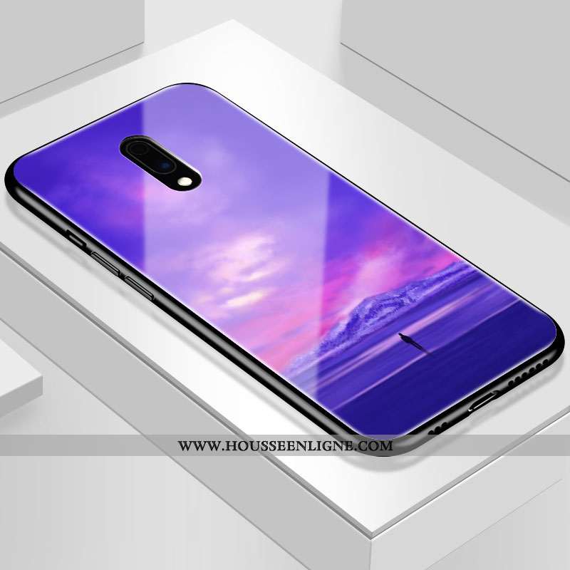 Coque Oneplus 7 Protection Verre Incassable Créatif Refroidissement Amoureux Ciel Étoilé Violet