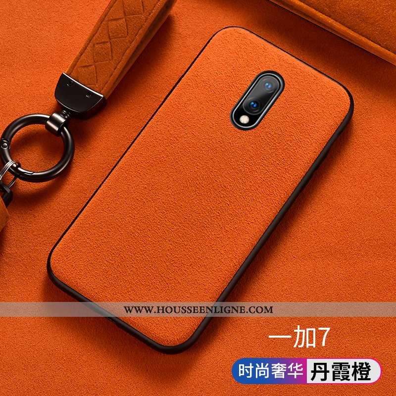 Coque Oneplus 7 Tendance Fluide Doux Protection Silicone Orange Étui Europe