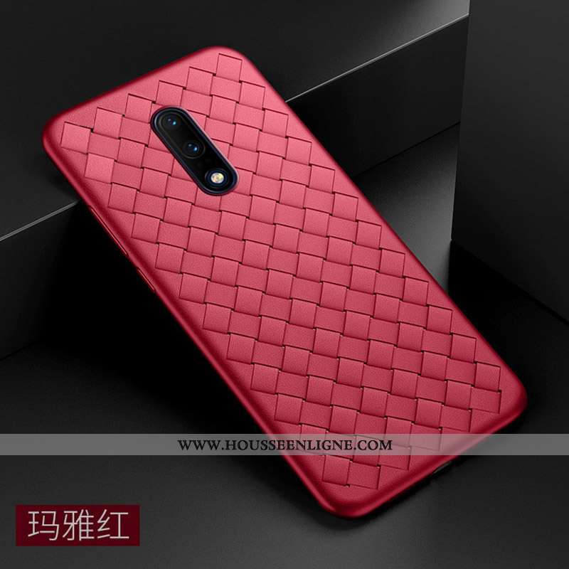 Coque Oneplus 7 Tendance Légère Créatif Protection Personnalité Rouge Tissage