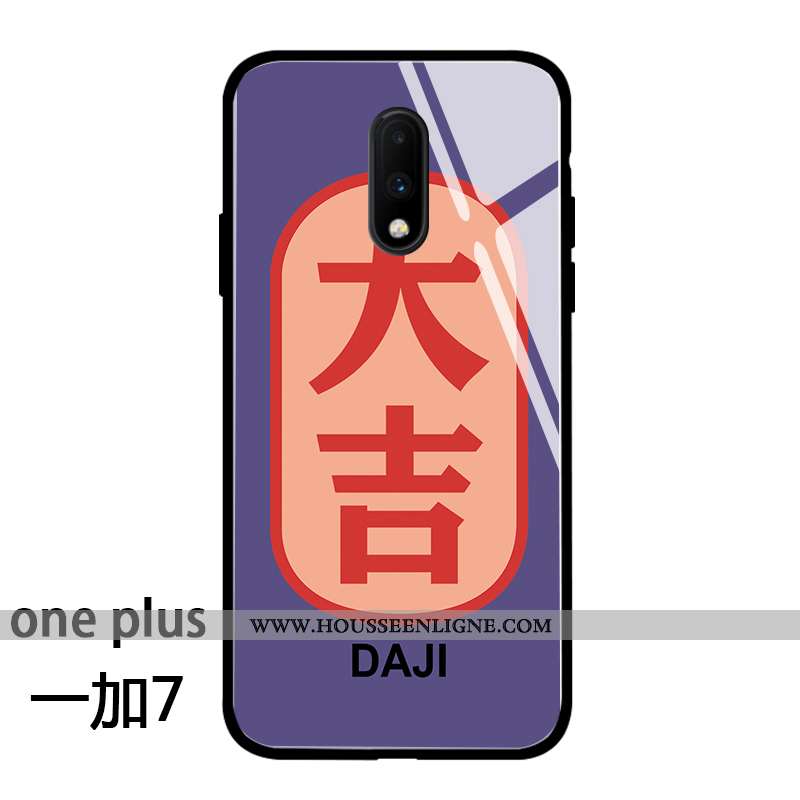 Coque Oneplus 7 Tendance Silicone Vintage Étui Protection Incassable Amoureux Violet