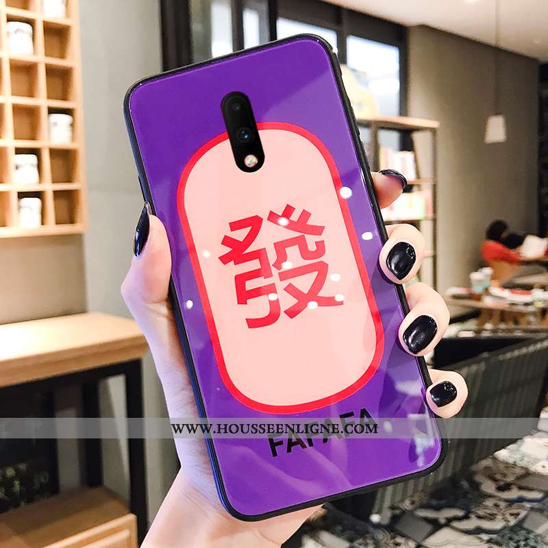 Coque Oneplus 7 Tendance Silicone Vintage Étui Protection Incassable Amoureux Violet