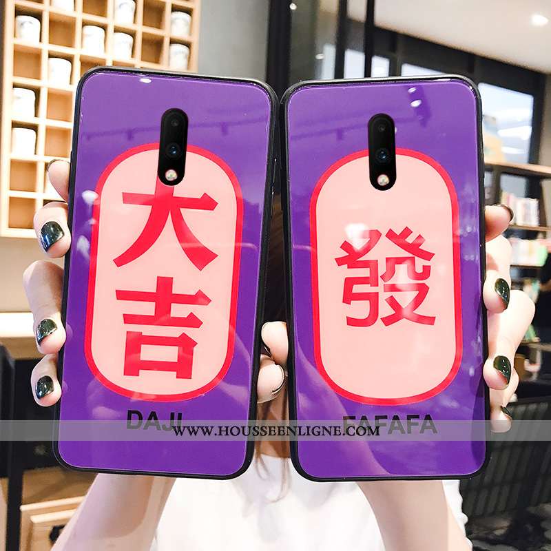 Coque Oneplus 7 Tendance Silicone Vintage Étui Protection Incassable Amoureux Violet