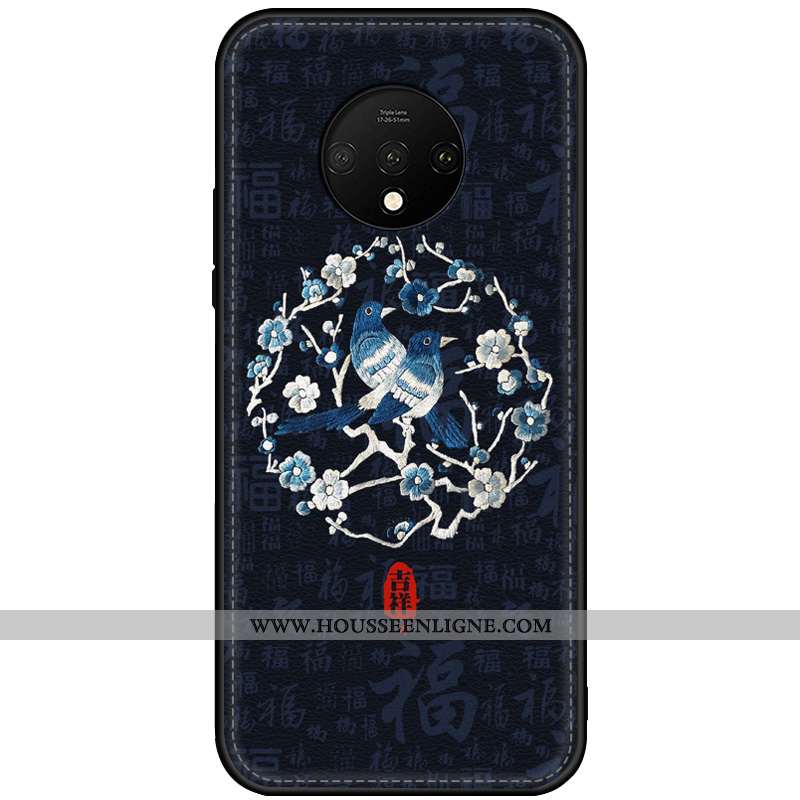 Coque Oneplus 7t Cuir Modèle Fleurie Tendance Incassable Téléphone Portable Tout Compris Style Chino