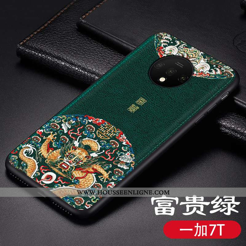 Coque Oneplus 7t Cuir Modèle Fleurie Tendance Incassable Téléphone Portable Tout Compris Style Chino