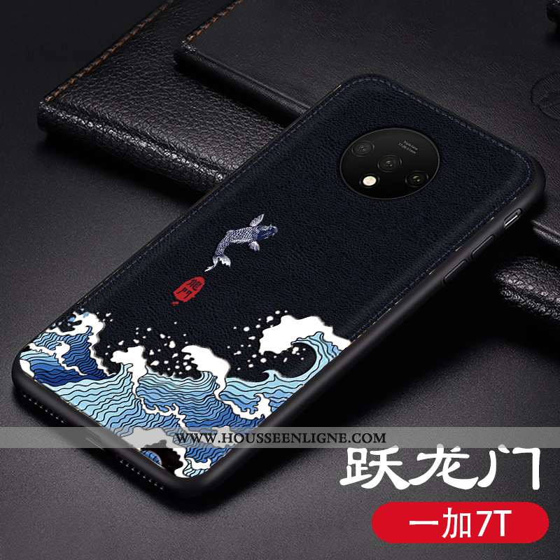 Coque Oneplus 7t Cuir Modèle Fleurie Tendance Incassable Téléphone Portable Tout Compris Style Chino