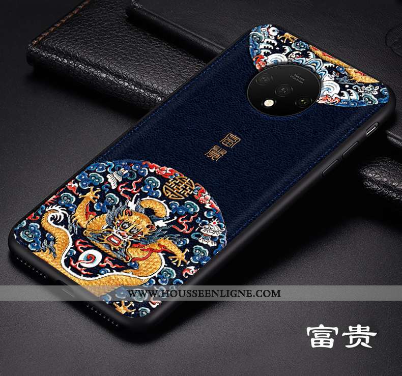 Coque Oneplus 7t Cuir Modèle Fleurie Tendance Incassable Téléphone Portable Tout Compris Style Chino
