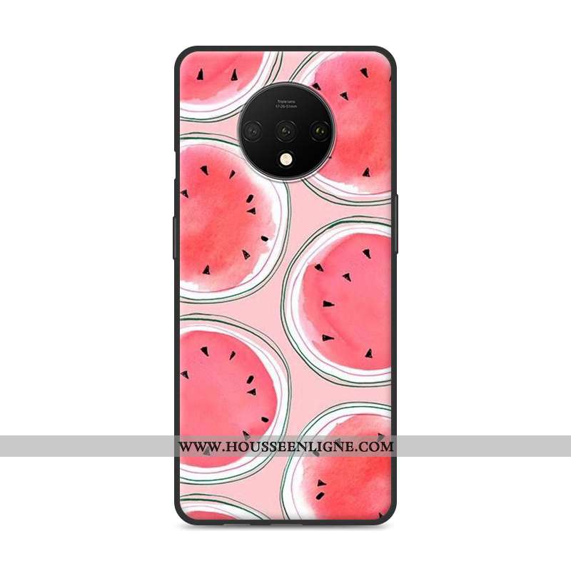 Coque Oneplus 7t Fluide Doux Silicone Rouge Charmant Étui Incassable Téléphone Portable