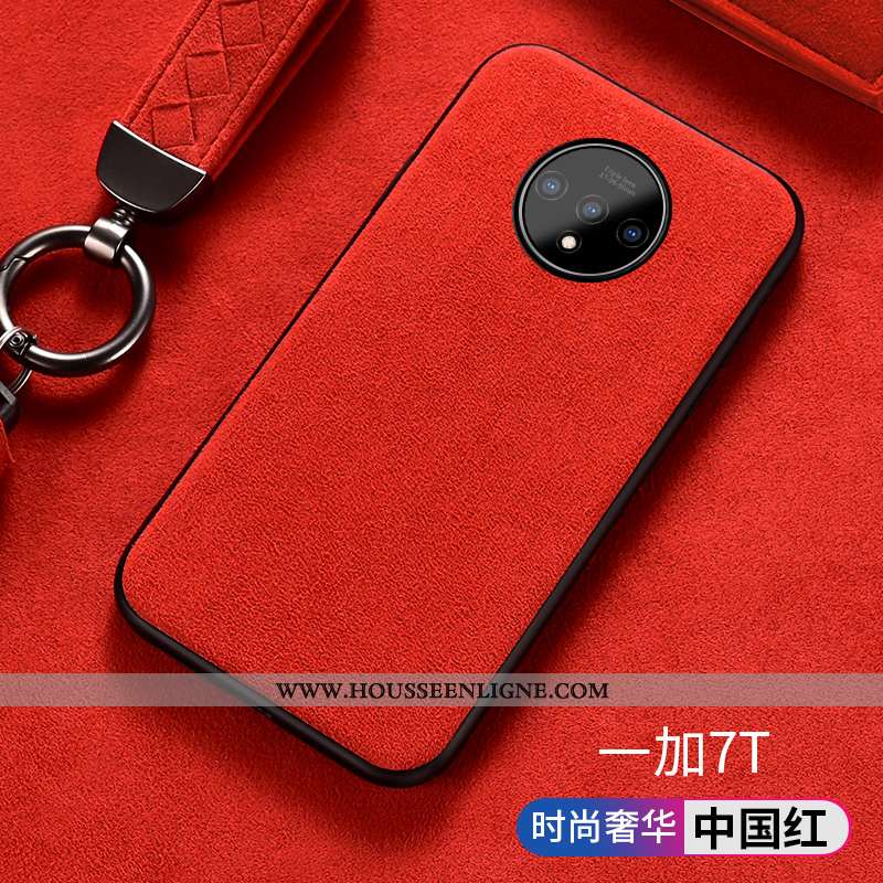 Coque Oneplus 7t Luxe Tendance Téléphone Portable Protection Antidérapant Daim Fourrure Silicone Rou