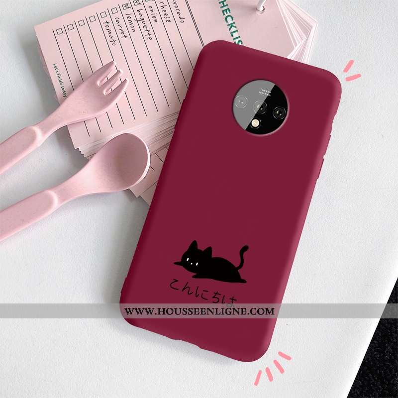 Coque Oneplus 7t Légère Fluide Doux Simple Tout Compris Incassable Rouge