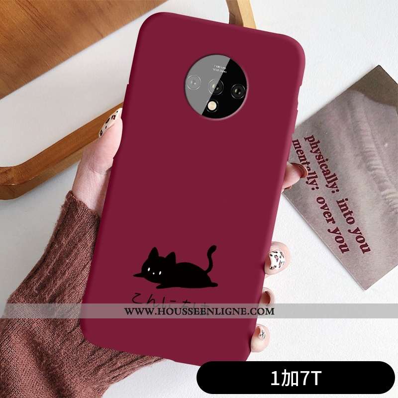 Coque Oneplus 7t Légère Fluide Doux Simple Tout Compris Incassable Rouge