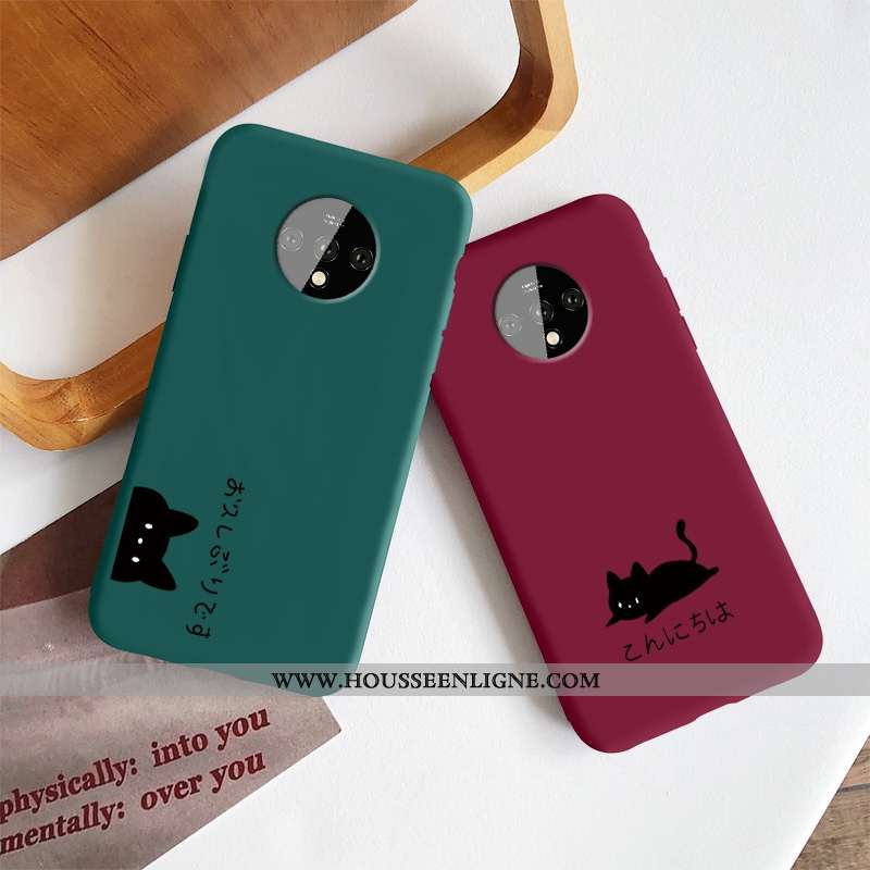 Coque Oneplus 7t Légère Fluide Doux Simple Tout Compris Incassable Rouge