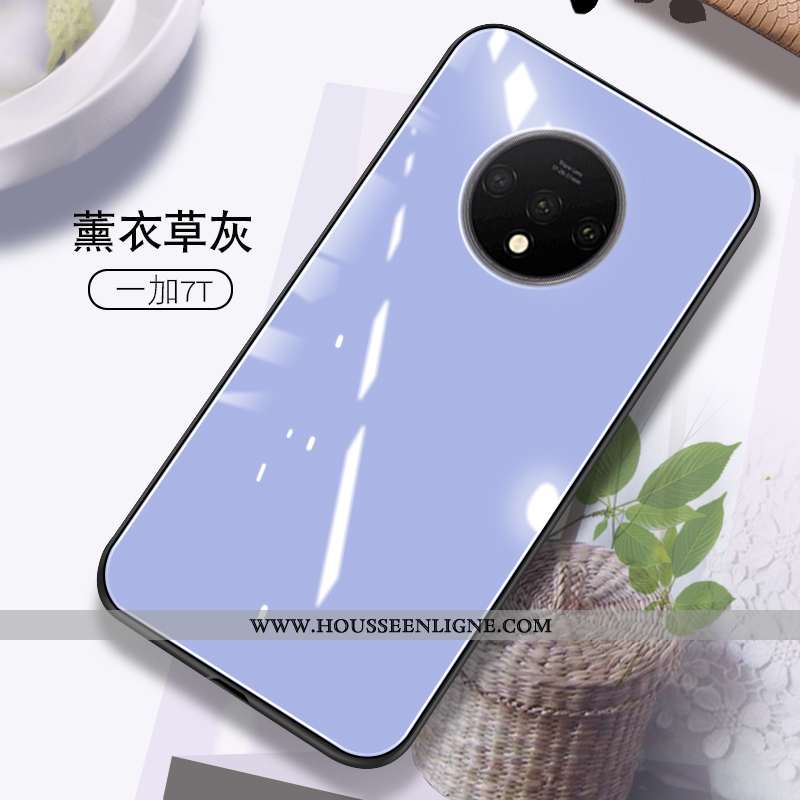 Coque Oneplus 7t Personnalité Créatif Téléphone Portable Net Rouge Tout Compris Couleur Unie Bleu Fo