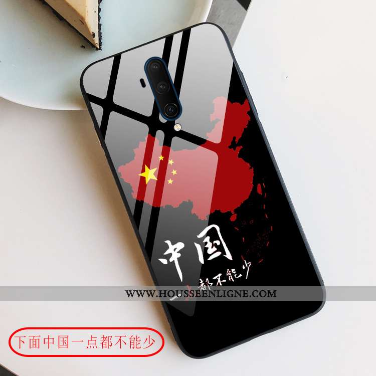 Coque Oneplus 7t Pro Créatif Protection Style Chinois Rouge Téléphone Portable Verre