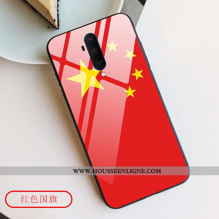 Coque Oneplus 7t Pro Créatif Protection Style Chinois Rouge Téléphone Portable Verre